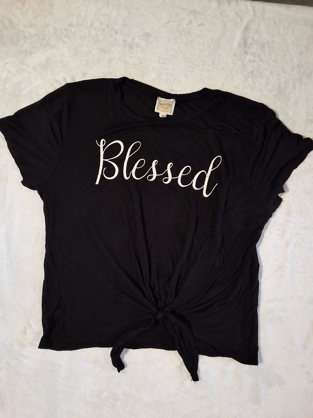 Blessed Knot-Front Short Sleeve Tee - Black